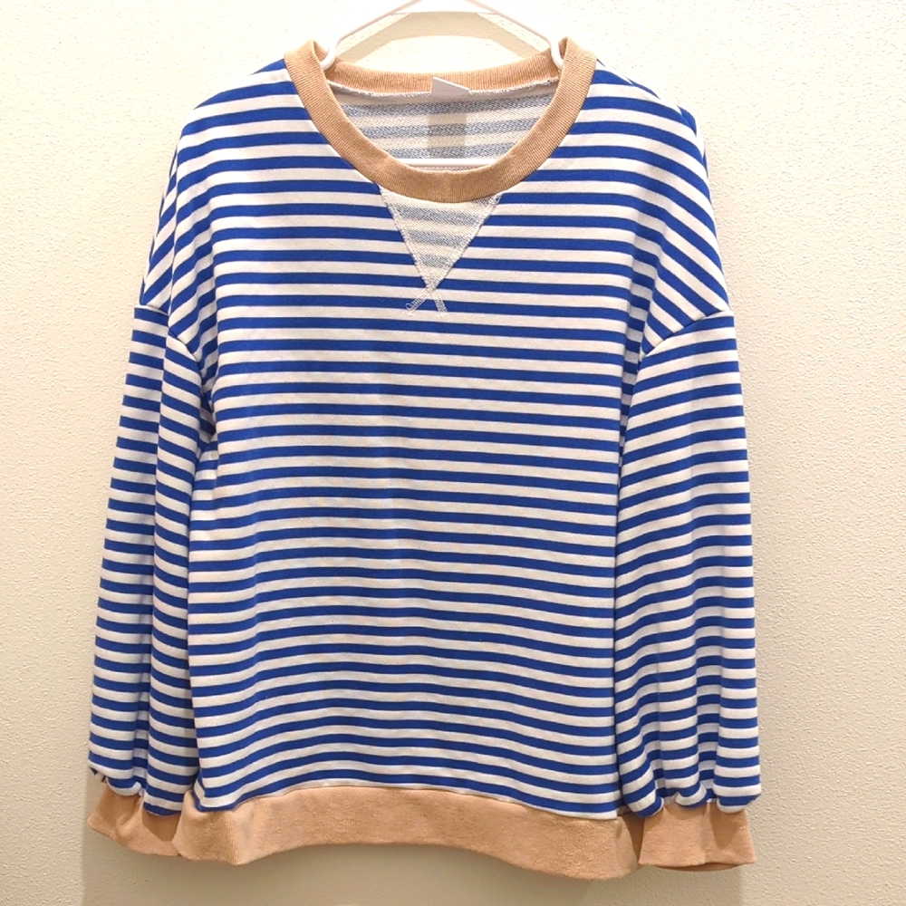 Blue and Tan Striped Sweater